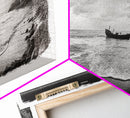 Shipwreck Beach Scene, Dramatic Coastline, Black and White Decor, Framed Canvas Print, Moody Art, Coastal Wall Art, Rustic Bedroom Print