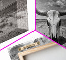 Cow Skull, Desert Bones, Wild West Skull, Country Vibe Decor, Canvas Print, Western Wall Art, Rustic Bedroom or Hallway Accent