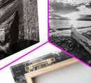 Driftwood Coastline, Rocky Beach Sunset, Nature Wall Art, Framed Canvas Print, Rustic Lake House Decor, Fall Coastal Aesthetic