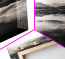 Alpine Reflections, Dramatic Skies, Mountain Serenity, Canvas Print, Living Room Wall Art, Moody Landscape Photography, Monochrome Decor