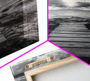 Ocean Pier Sunset, Dramatic Clouds, Seascape Pathway, Canvas Print, Coastal Living Room Art, Tranquil Decor, Minimalist Style