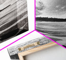 Ocean Wave Tunnel, Surfer's Eye View, Coastal Landscape, Bathroom Wall Art, Adventure Vibes, Framed Canvas Print, Black White Photography
