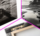 River Canyon, Dramatic Sky, Nature Pathway, Canvas Print, Adventure Wall Art, Cabin Decor, Black White Landscape Photography