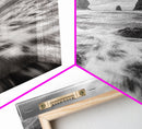 Sea Stacks Seascape, Ocean Art, Moody Coastline Print, Nature Photography, Framed Canvas Print, Living Room Wall Art, Black White Seaside