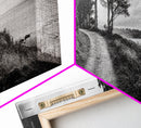 Coastal Trail, Forest Edge, Serene Path, Canvas Print, Black and White Nature Art, Entryway Wall Art, Tranquil Landscape, Moody Decor