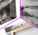 Rifle Seaside Scene, Tactical Still Life, Stormy Beach Mood, Canvas Print, Industrial Wall Art, Dramatic Photography, Masculine Decor