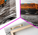 Mining Truck, Industrial Power, Bold Machinery, Construction Scene, Canvas Print, garage wall art, boys room decor, grunge wall art