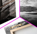 Serene Forest, Pine Reflection, Tranquil Lake, Autumn Vibe, Canvas Print, bedroom wall art, rustic neutral decor, nature minimalist