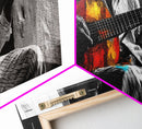 Guitarist, Music, Expression, Moody musical moment captured in this Framed Canvas Print, Boho Music Room Art, Artistic Studio Wall Art