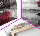 Pink Tree Reflections, Minimal Nature Art, Monochrome Landscape Canvas Print, Tranquil Bedroom or Living Room Wall Decor