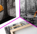 Yellow Tent, Forest Camping, Wilderness Escape, Outdoor Living, Framed Canvas Print, Fall Bedroom Art, Minimalist Nature, Hiking Vibes