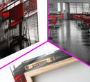 Red Chairs, Modern Cafeteria, Retro Seating, Pop Color Dining, Canvas Print, Kitchen Wall Art, Urban Minimalism, Bold Office Decor