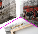 Prairie Red Wagon, Old West Scene, Framed Canvas Print, Rustic Wall Decor, Western Style Art, Living Room Accent, Cowboy Nostalgia