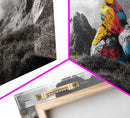 Painted Mountain Rocks, Colorful Nature Landscape, Bold Abstract Peaks, Framed Canvas Print, Living Room Wall Art, Modern Rustic Style