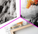 Autumn Tree, Coastal Cliff, Ocean Horizon, Framed Canvas Print, Autumn decor, rustic wall art, minimalist nature, neutral tones
