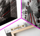 Ferris Wheel, Carnival Ride, Stormy Sky, Fairground Scene, Framed Canvas Print, Retro Wall Art, Teen Bedroom Decor, Industrial Urban Style