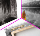 Yellow Canoe, Calm Lake, Reflection Art, Nature Landscape, Adventure Decor, Canvas Print, Rustic Wall Art, Cabin Decor, Lakehouse Art