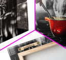 Red Cooking Pot, Steamy Kitchen Scene, Culinary Art Moment, Framed Canvas Print, Kitchen Wall Art, Modern Home Decor, Foodie Gift