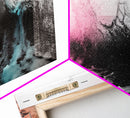 Crashing Ocean Wave, Pastel Color Splash, Moody Coastal Storm, Framed Canvas Print, Bathroom Wall Art, Surfer Beach Vibes