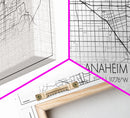 Anaheim Street Map, California Map, Map Print, Modern Art, Wall Art, Canvas Print, Room Décor Aesthetic, Indie Room Décor, Wall Prints