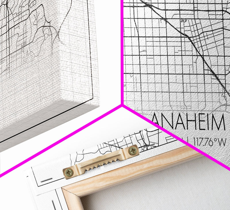 Anaheim Street Map, California Map, Map Print, Modern Art, Wall Art, Canvas Print, Room DÃ©cor Aesthetic, Indie Room DÃ©cor, Wall Prints