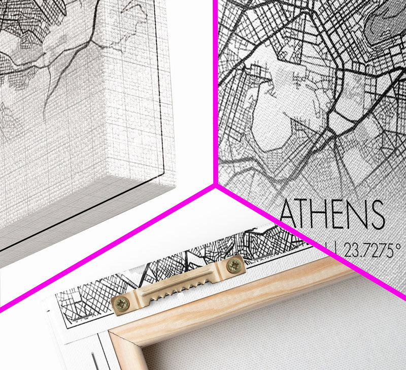 Athens Street Map, Greece Map, Map Print, Modern Art, Wall Art, Canvas Print, Preppy Room DÃ©cor, Coffee Bar DÃ©cor, Graduation Gifts, Office