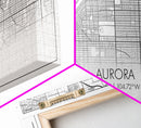 Aurora Street Map, Colorado Map, Map Print, Modern Art, Wall Art, Canvas Print, College Apartment, Colorado Wall Art, Mom Birthday Gift