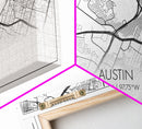 Austin Street Map, Texas Map, Map Print, Modern Art, Wall Art, Canvas Print, Teen Girl Room Décor, Gift For Coworker, Bookshelf Décor