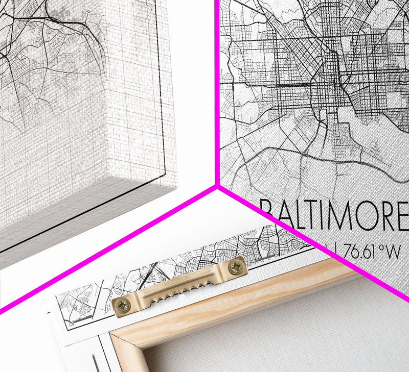 Baltimore Street Map, Maryland Map, Map Print, Modern Art, Wall Art, Canvas Print, Home Office Wall Art, Non Binary Gifts, Camper DÃ©cor