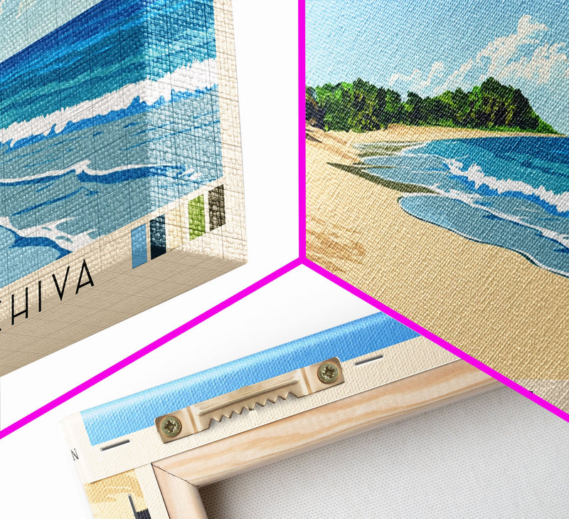 Blue Beach La Chiva, Puerto Rico Panoramic Beach Print, Vacation Gift, Puerto Rico Wall Art, Framed Canvas Print, Framed Beach Painting