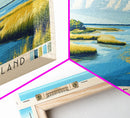 Chincoteague Island, Virginia Panoramic Beach Print, Vacation Gift, Virginia Wall Art, Framed Canvas Print, Framed Beach Painting