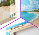 Grace Bay, Turks and Caicos Islands Panoramic Beach Print, Vacation Gift, Turks and Caicos Islands Wall Art, Framed Canvas Print, Framed Beach Painting