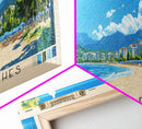 Konyaaltı Beaches, Turkey Panoramic Print, Vacation Gift, Turkey Wall Art, Beach Painting, Beach Decor, Beach Or Lakehouse Art