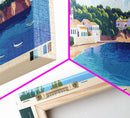 Minorca, Spain Panoramic Beach Print, Vacation Gift, Spain Wall Art, Framed Canvas Print, Framed Beach Painting
