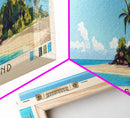 Paradise Island, Dominican Republic Panoramic Beach Print, Vacation Gift, Dominican Republic Wall Art, Framed Canvas Print, Framed Beach Painting