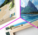 Pereybere Beach, Mauritius Panoramic Beach Print, Vacation Gift, Mauritius Wall Art, Beach Painting, Beach Decor, Beach Painting