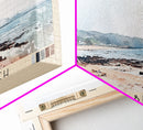 Grobust beach, Scotland Watercolor Print, Vacation Gift, Scotland Wall Art, Beach Painting, Beach Decor, Large Wall Art, Wood Frame Art