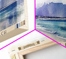 Kogal Bay Beach, South Africa Watercolor Print, Vacation Gift, South Africa Wall Art, Beach Painting, Beach Decor, Large Wall Art, Wood Frame Art