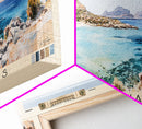 Platys Gialos, Greece Watercolor Beach Print, Vacation Gift, Greece Wall Art, Framed Canvas Print, Framed Beach Painting