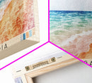 Playa de Gandía, Spain Watercolor Beach Print, Vacation Gift, Spain Wall Art, Framed Canvas Print, Framed Beach Painting