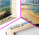Golden Beach, Hong Kong Watercolor Print, Vacation Gift, Hong Kong Wall Art, Beach Painting, Beach Decor, Large Wall Art, Wood Frame Art