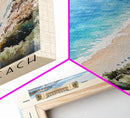 Myrtos Beach, Greece Watercolor Print, Vacation Gift, Greece Wall Art, Beach Painting, Beach Decor, Large Wall Art, Wood Frame Art