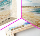 Pechón Playa, Spain Watercolor Print, Vacation Gift, Spain Wall Art, Beach Painting, Beach Decor, Large Wall Art, Wood Frame Art