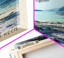 Pulau Perhentian Kecil, Malaysia Watercolor Beach Print, Vacation Gift, Malaysia Wall Art, Framed Canvas Print, Framed Beach Painting
