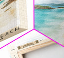 Trunk Bay Beach, US Virgin islands Watercolor Beach Print, Vacation Gift, US Virgin islands Wall Art, Framed Canvas Print, Framed Beach Painting