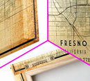 Distressed Fresno California Map, Framed Canvas Print Or Poster, California Map Print, Freso City Wall Art Map Print, Rustic Map Art