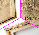 Houston Vintage Map Print, Framed Canvas, Houston Map, Texas Map Art, Houston City Road Map Poster, Vintage Map