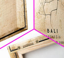 Vintage Bali Indonesia City Map Wall Art Canvas Print, Distressed Style Bali Map, Framed Wall Art, Cool Bali Travel Wall Art, Office Art