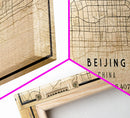 Beijing China map print poster or framed canvas, Beijing map print poster canvas, Beijing city map print poster canvas, Vintage Travel Art