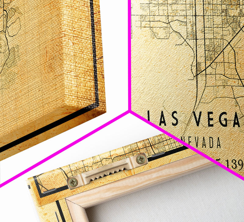 Old Las Vegas City Map Wall Art Canvas Print, Vintage Style Las Vegas Map, Framed Wall Art, Cool Las Vegas Nevada Wall Art, Office Decor